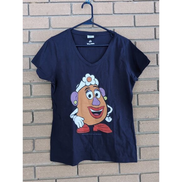 Womens Blue Mrs Potato Head T-Shirt V-Neck Size: Medium - Picture 1 of 2